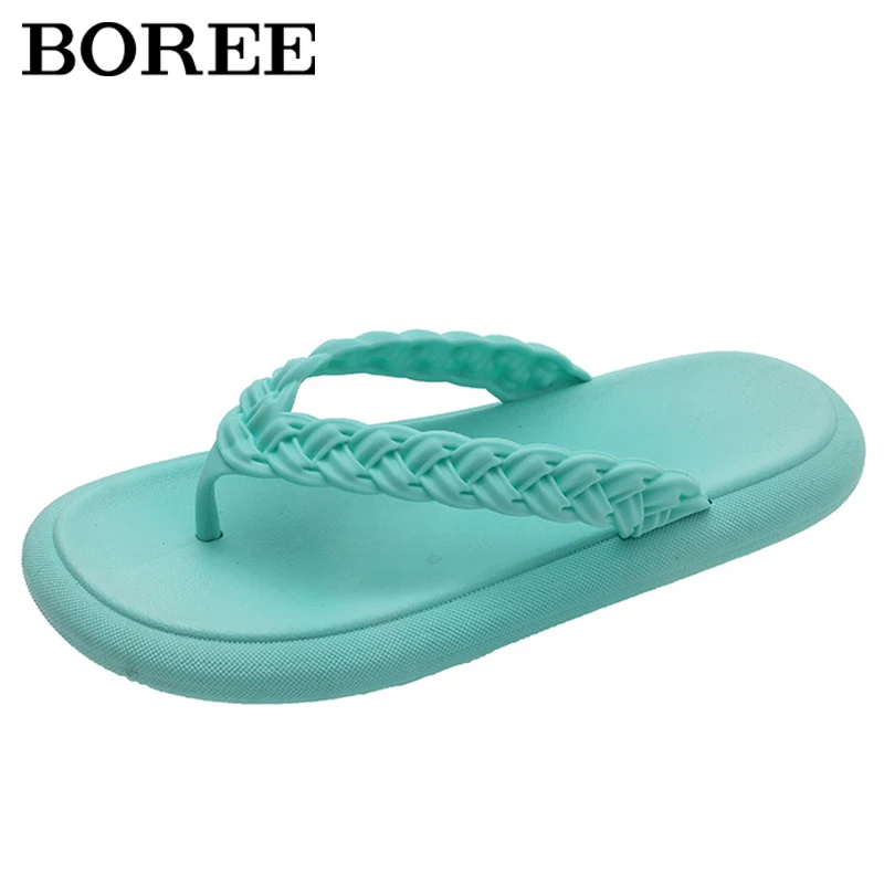 New Fashion Slippers Women Outside Wear Beach Flip Flops Female Non-slip Clip Toe Bathroom Slides Sandals Soft Sole Flat Shoes