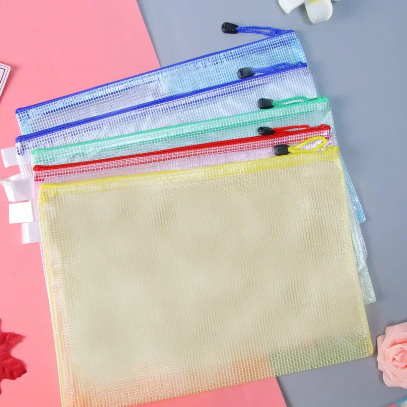 1pcs File Bag Transparent Plastic A4 16c Documents Filing Storage Bag Student Organizer Information Pocket Folders Stationery