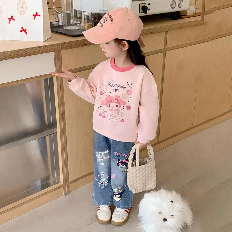 سانريو بلدي ميلودي فتاة الخريف مجموعات ملابس علوية بأكمام طويلة للربيع البلوز القمم جينز غير رسمي السراويل Kawaii أنيمي موضة ملابس الأطفال الجديدة