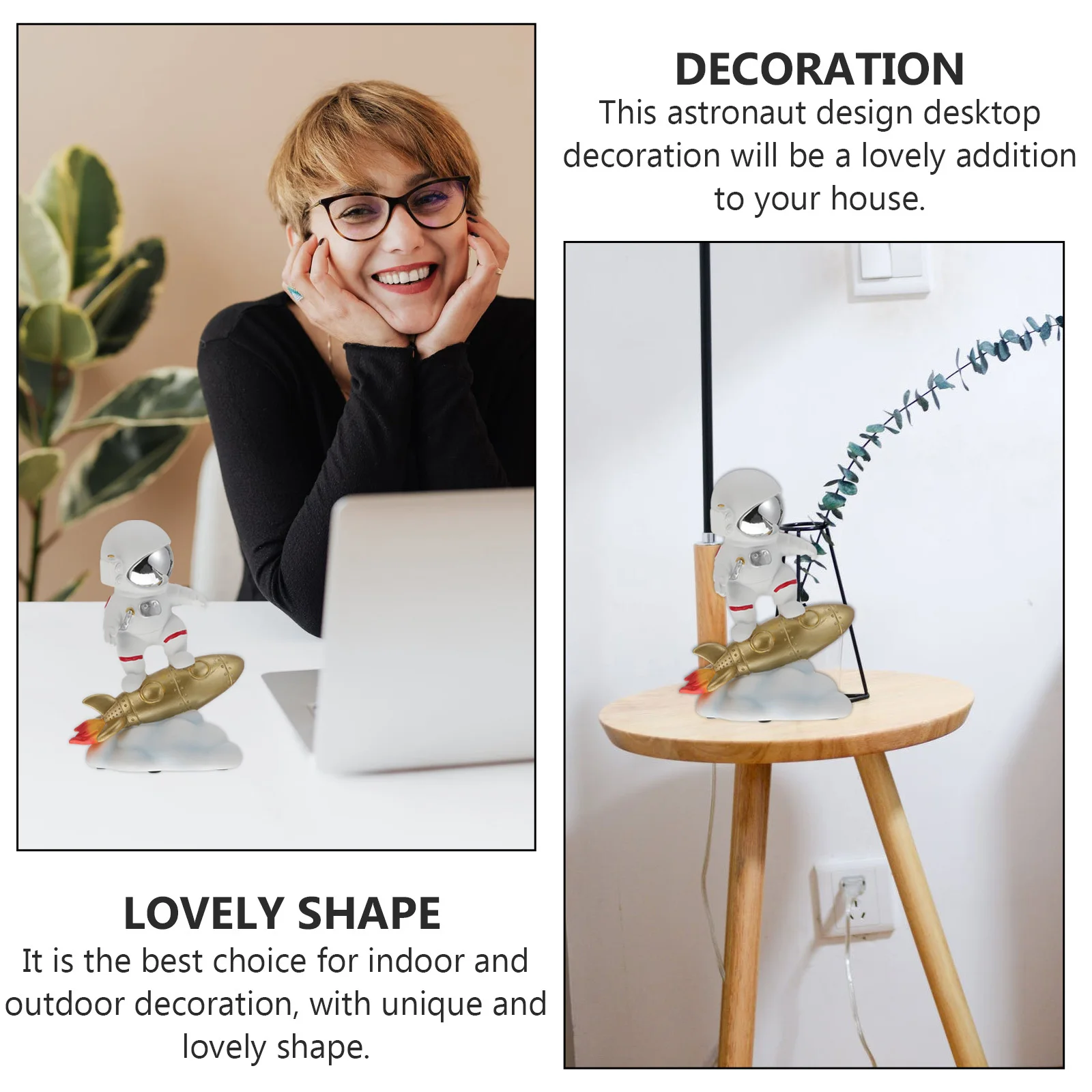 

1Pcs Resin Astronaut Desktop Decoration Lightweight Adorable Spaceman Ornament Indoor Outdoor Home Office Tabletop Decor Gift