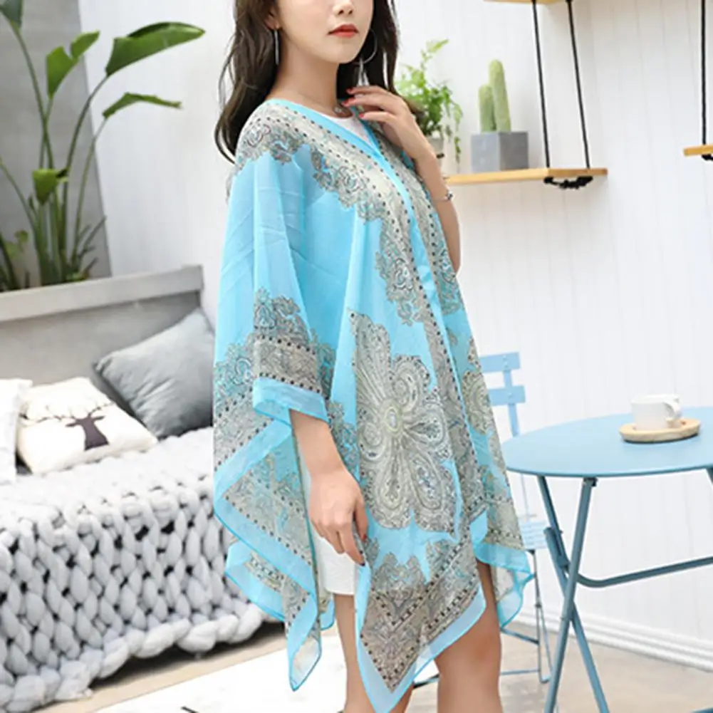 Simple Swimwear Cover Up  V Neck Ladies Beach Shawl  Anti Sun Sexy Cover Up Shawl