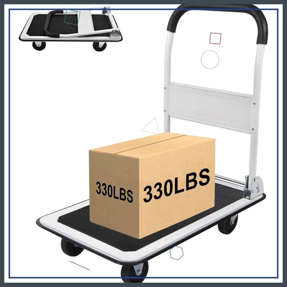 

Складная тележка-платформа на 4 колесах, грузоподъемность 150 кг, белая, маленькая, портативная