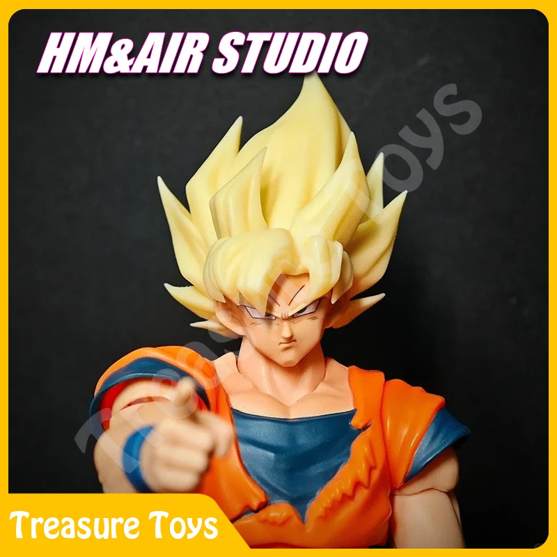 

AIR HM Studio Son Goku Head Sculpture Dragon Ball Z Super Saiyan Son Goku Head Accessories Anime Action Figure Toys Kids Gifts