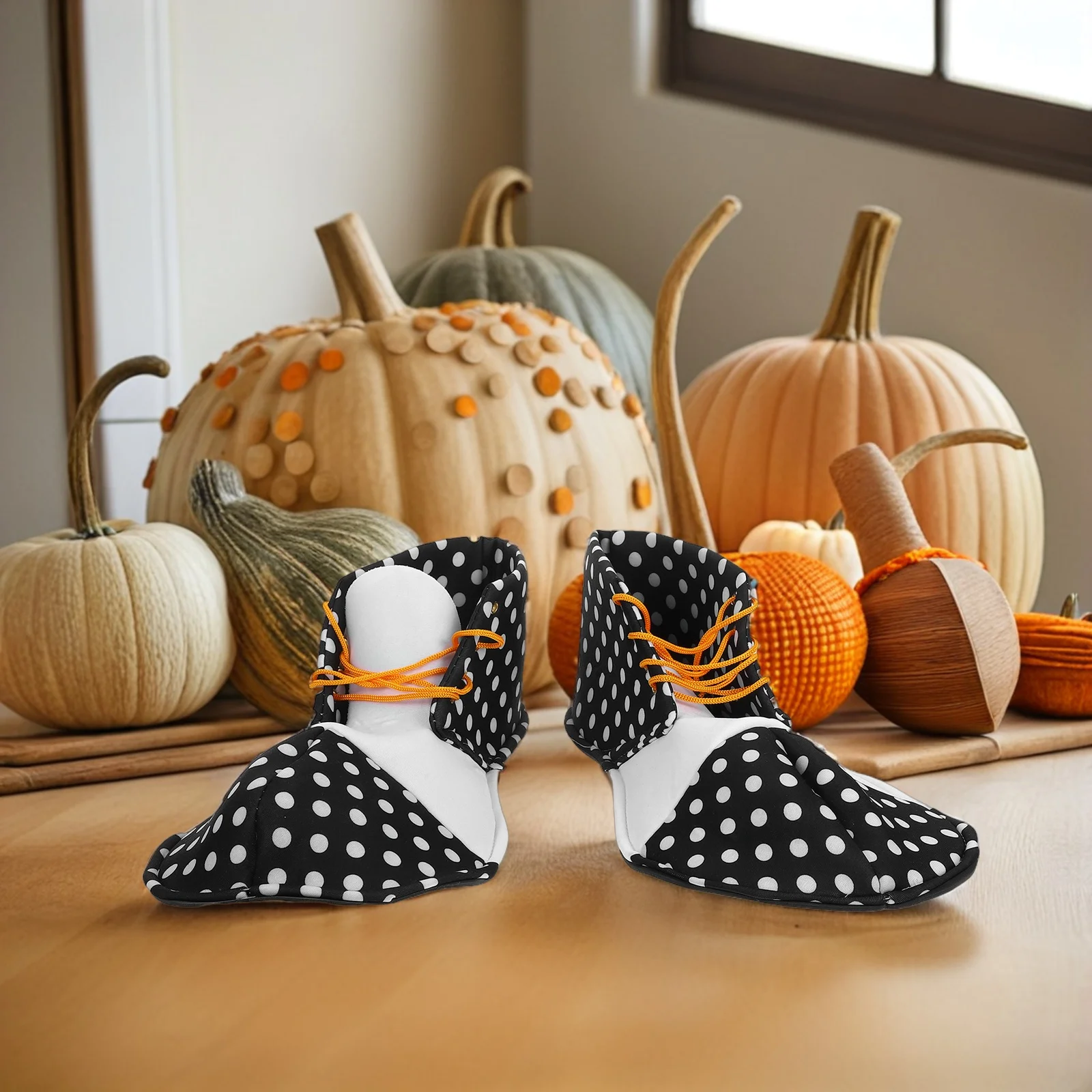 

Halloween Clown Shoes Black White Party Props Circus Costume Cloth Dress 's Dotted