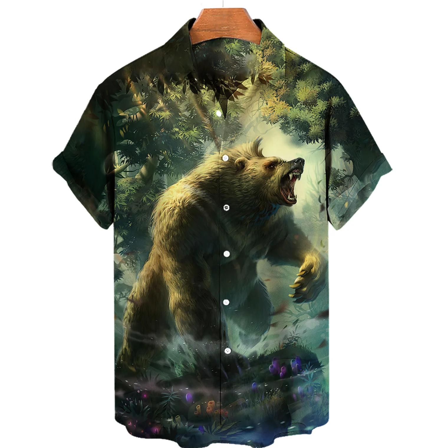 Vintage Bear Animal camicia Casual Hawaii da uomo stampa 3D manica corta Harajuku Streetwear Camisa camicetta Casual maschile maschile