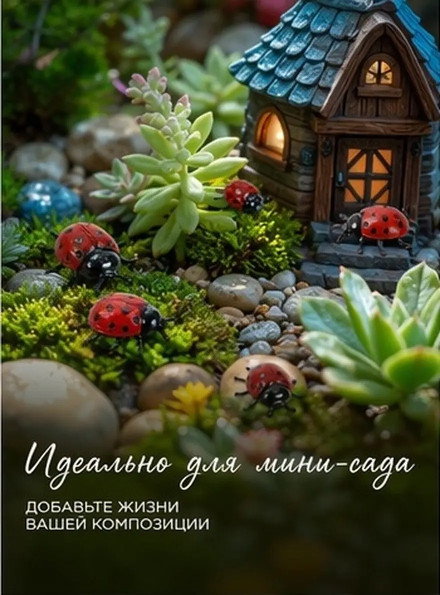 10Pcs Bright Mini Ladybugs PVC Simulation for Mini Garden Fairy Micro Landscape Decoration Playing Ladybugs Toy