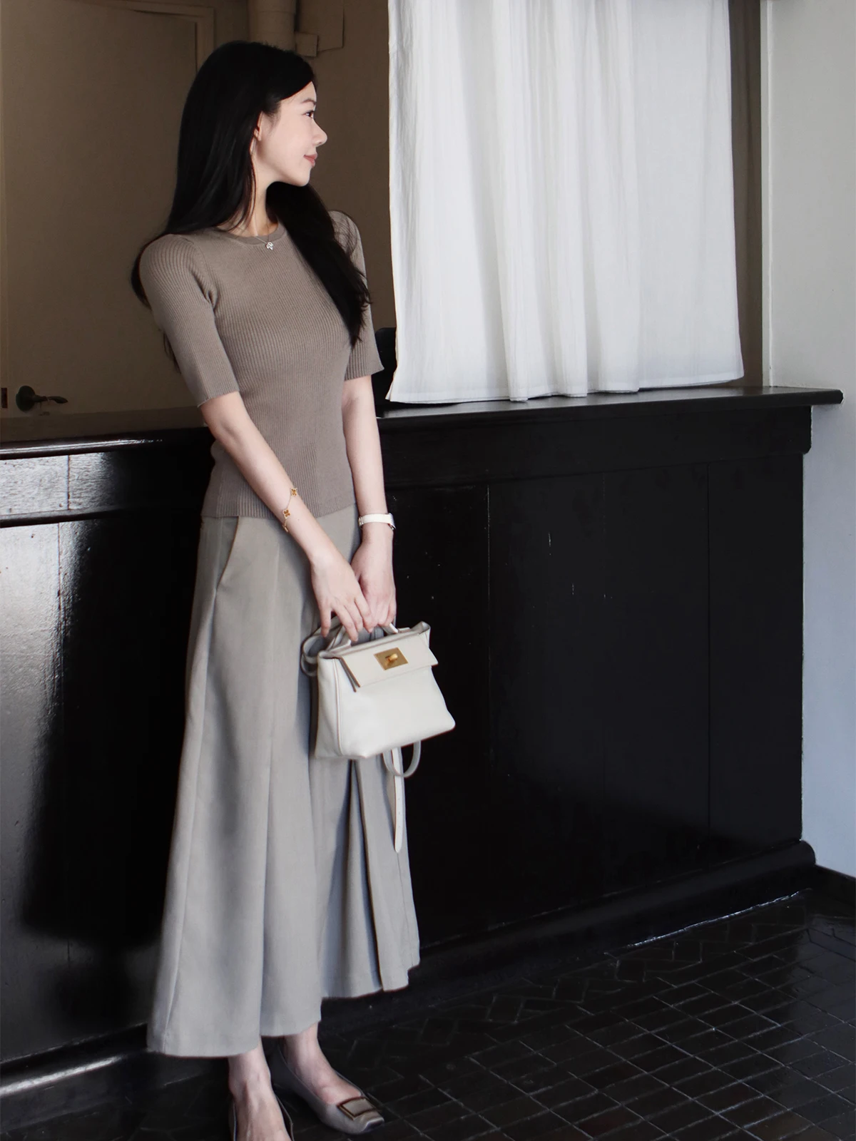 

Zearzz Handmade Mid-Sve Knitted Sweater Versatile Inner Wear Commute Top Women's Faion Casual Sle round Ne ort Sve