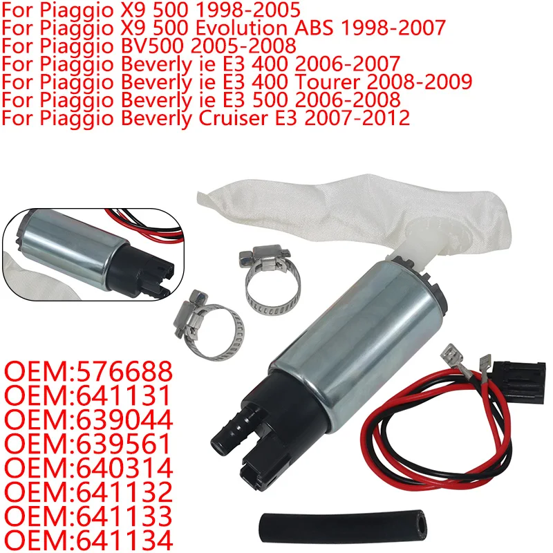 

Motorcycle Engine Fuel Pump For Piaggio X9 500 BV500 Beverly IE Cruiser E3 2007 2008 2009 2010-2012 400 500 Tourer 576688 641131