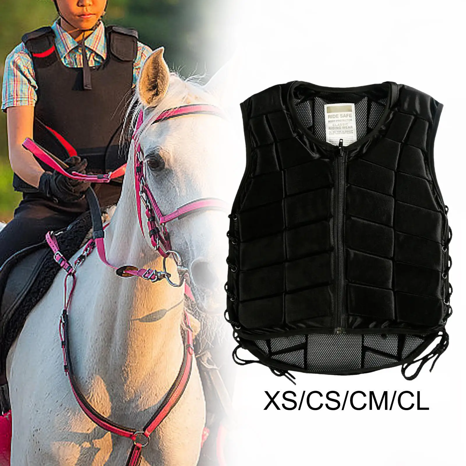 horse-riding-vest-equine-supplies-adjustable-strap-comfortable-body-protector-waistcoat-equestrian-vest-for-children-black