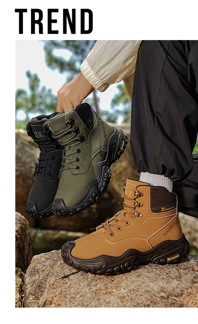 Outdoor-Wanderstiefel mit dicken, rutschfesten Sohlen, atmungsaktivem Mesh-Obermaterial, geeignet für Bergsteigen, Camping, Kiespfade und vollständig anpassbar für tägliche Outdoor-Wanderungen, mit Anti-Rutsch- und Stoßdämpfungseigenschaften – Detail 2