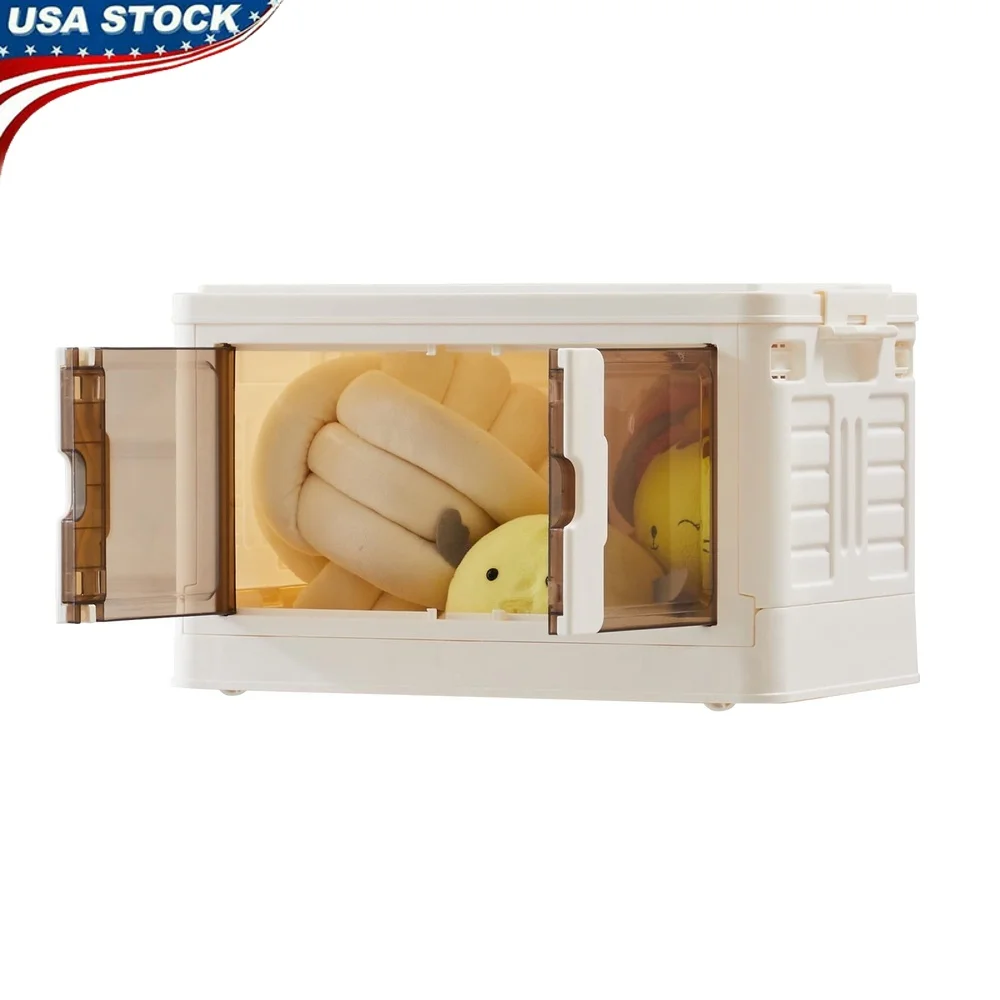 

Foldable Plastic Storage Bins with Wheels Stackable Organizer Boxes Home Office Dorm Room Easy Access Clear Doors