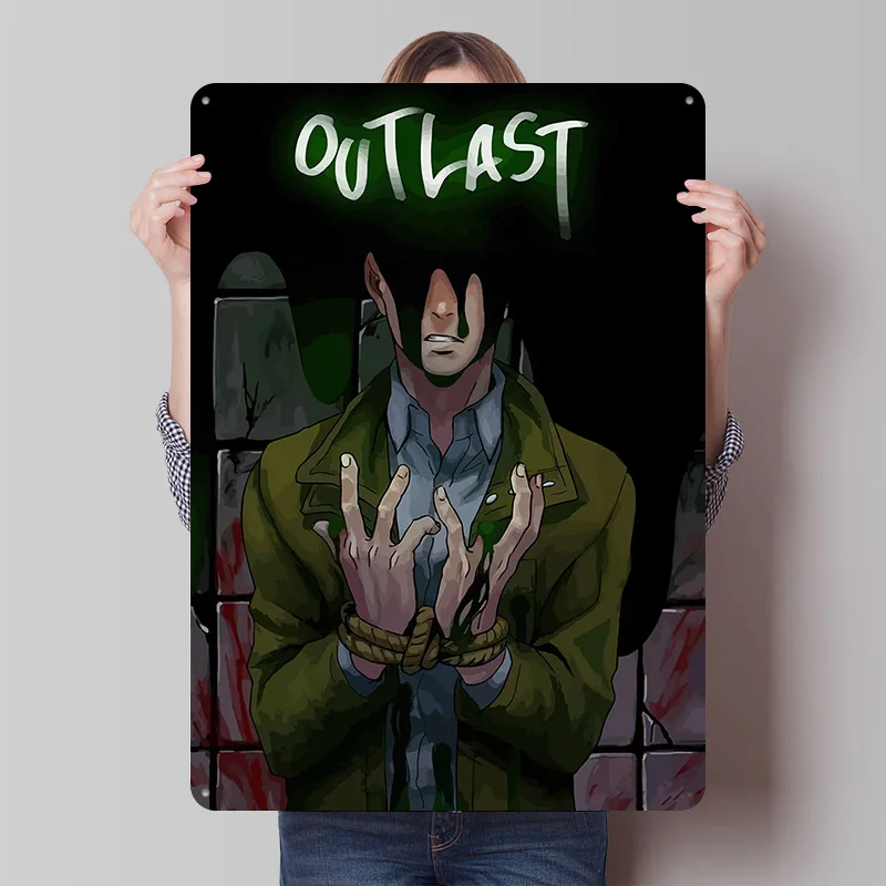Outlast Game Art Blechposter Individualisierte Wandkunst Vintage Metallschilder Retro Blechschild für Benutzerdefinierte Platten Gamer-Raumdekoration