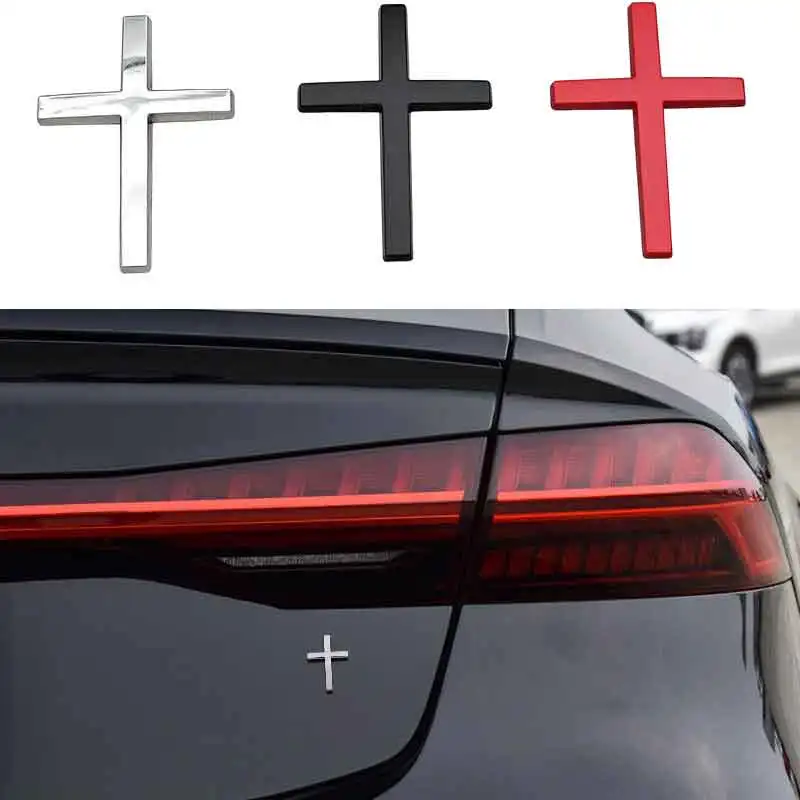 ثلاثية الأبعاد معدن أسود كروم أحمر كريستيان الصليب سيارة الخلفي الجذع ملصق شعار الحاجز الجانب شارة ملصق مائي لملحقات السيارات الخارجية