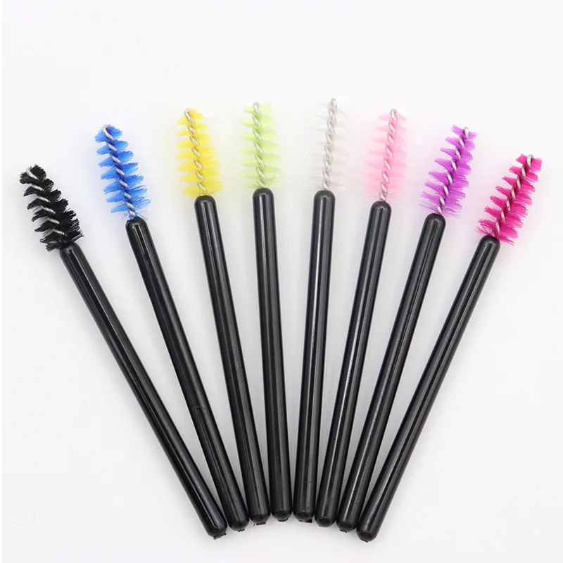 50pcs Short Mini Nylon Eyelash Brushes Solid Handle Mascara Wands Lash Extension Comb Eyebrow Brush Eyelash Grafting Tools