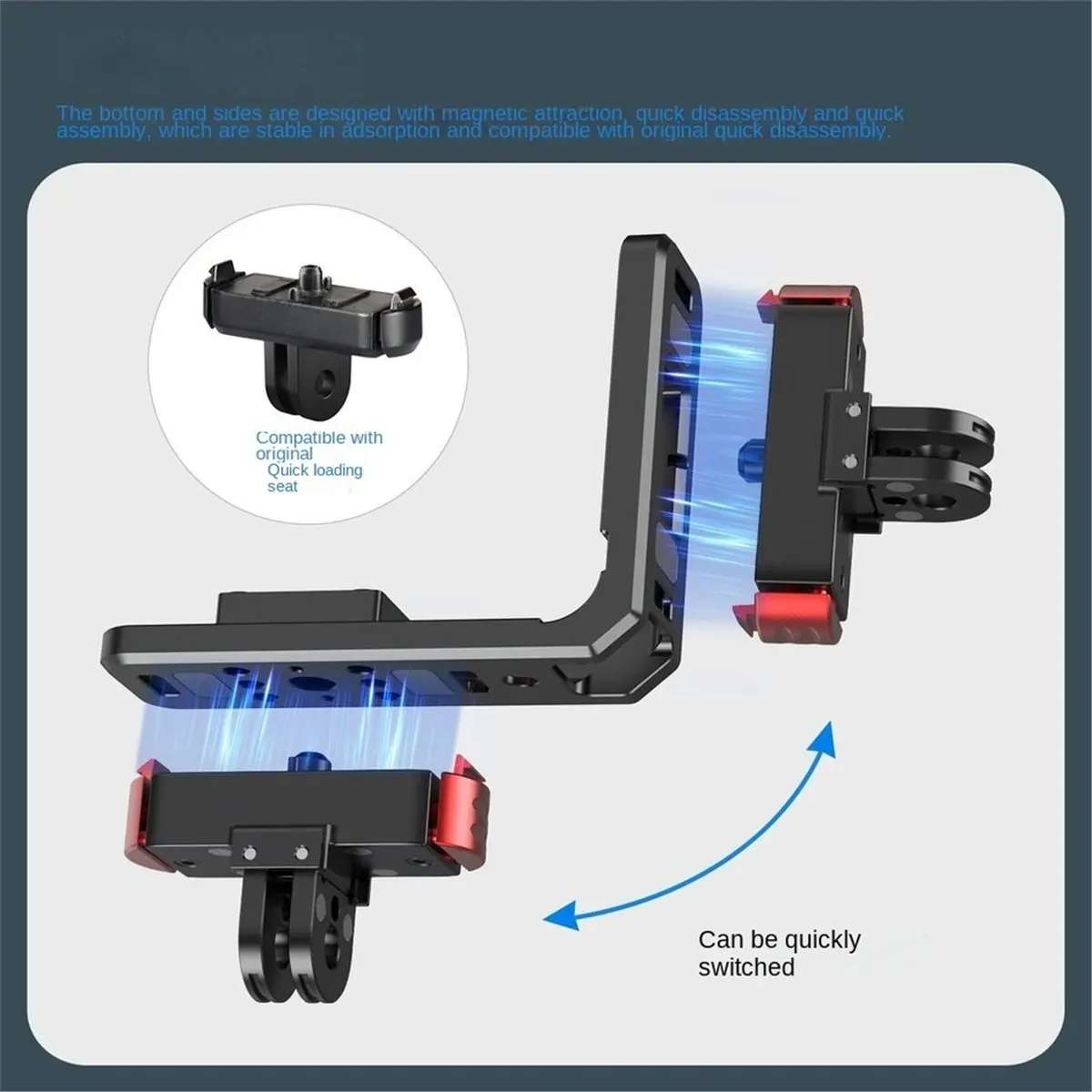 Magnetic Base L Shape Bracket for 13 12, Vlog Horizontal Vertical Fast Mount, 1/4 Foldable Tripod Adapter