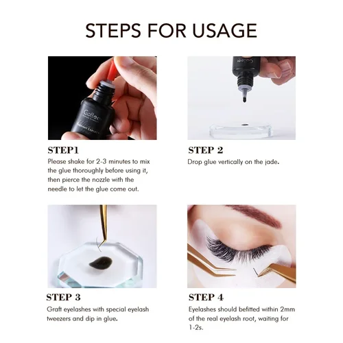 Imagen 2 del producto Gollee pegamento pestañas 0,5 s extensiones de pestañas adhesivo de pestañas profesional suministros de pestañas impermeables para pegamento de pestañas de salón