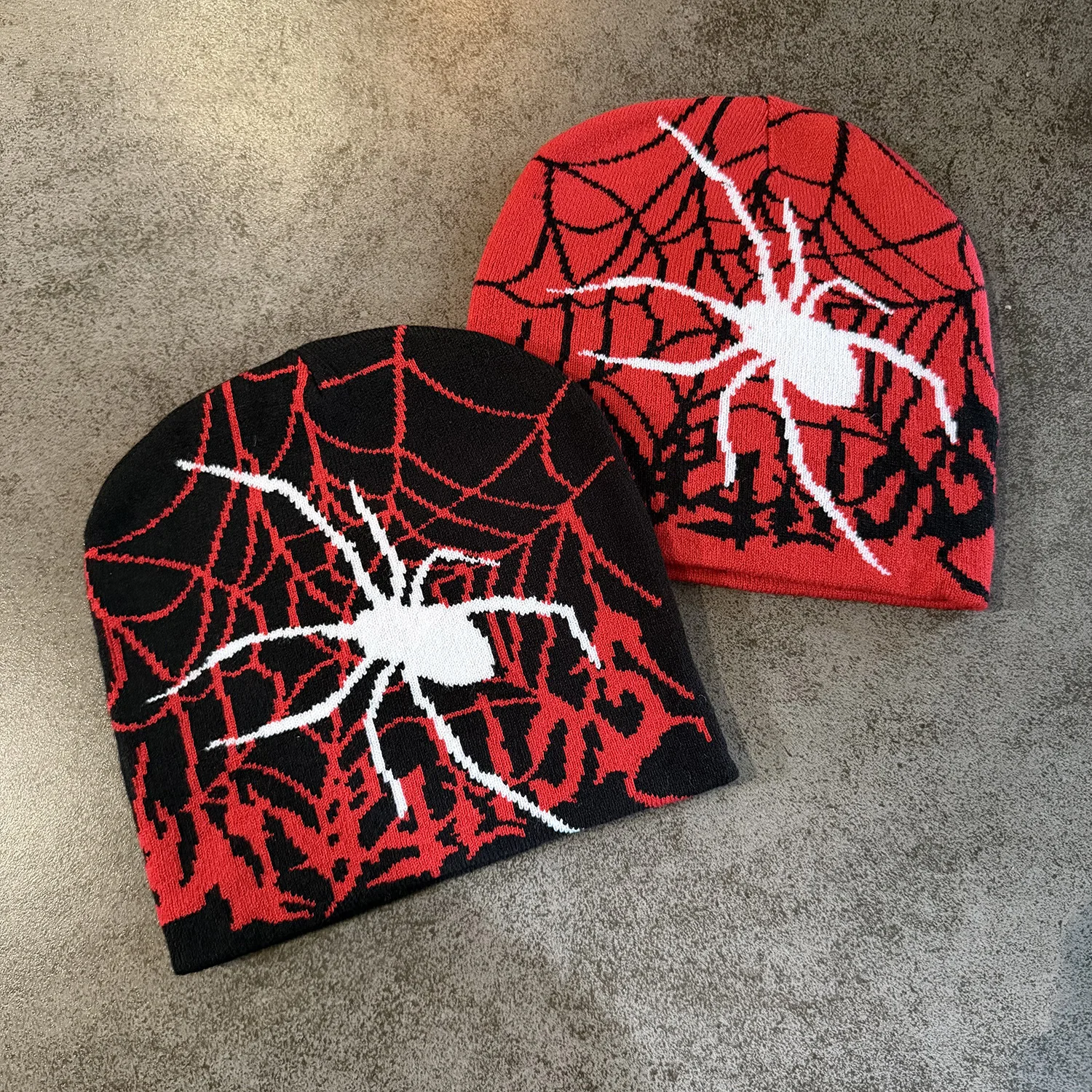 Spider Web Jacquard Knitted Hat for Autumn and Winter, Cold and Warm Woolen Hat for Halloween, Versatile Cold Hat