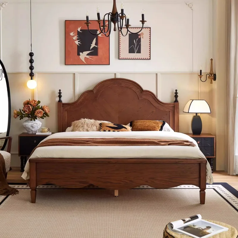 Home Aesthetics Wood Bed Double Modern Full Unique Create Fashionable Bed Apartment Confortable Design Cama Casal Home Furniture