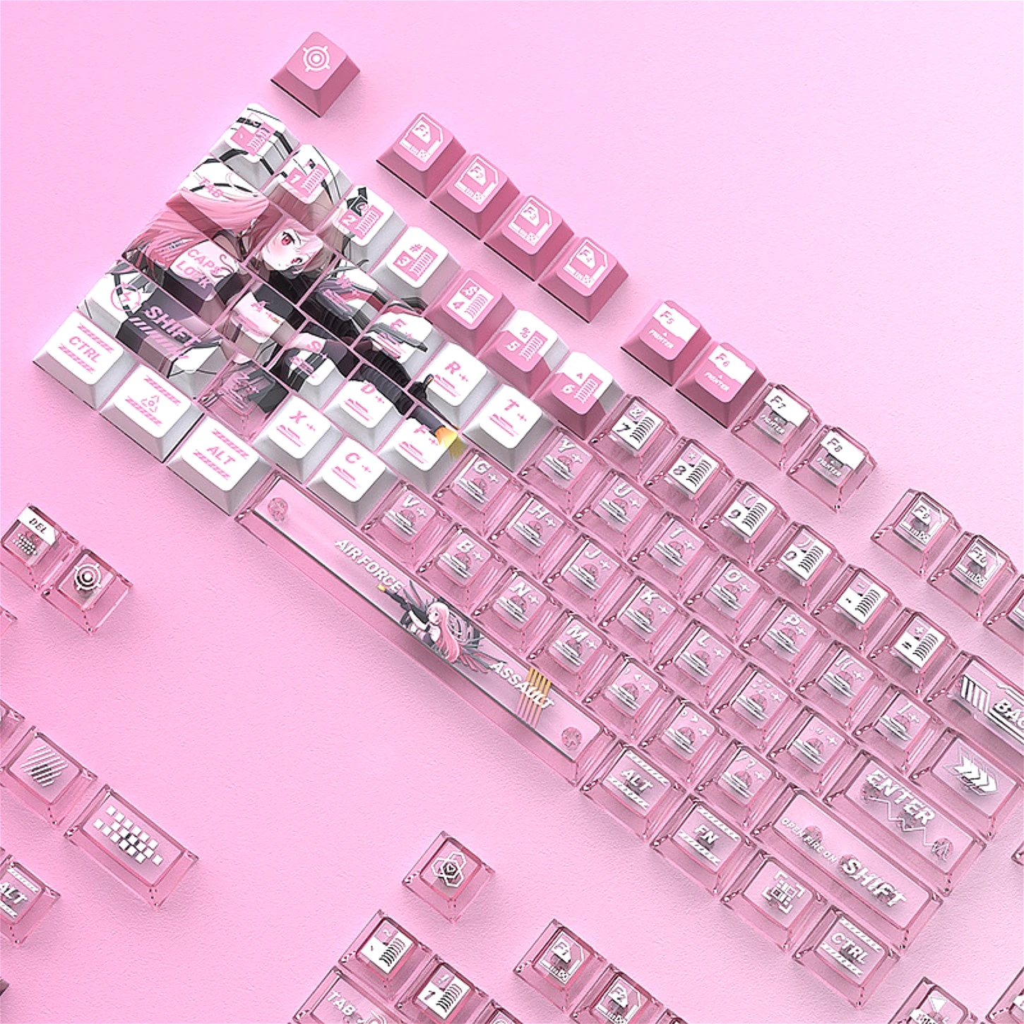 

153 Keys Pink Keycaps Cherry Profile PC+PBT Material for 60%65%75%96%98%100% Layout Mechanical Keyboard