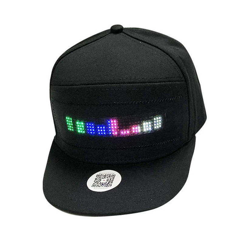 Four Color Chose Bluetooth LED DIY Hats Neon Programmable Hat Flashing Scrolling Baseball Cap Glowing Hat