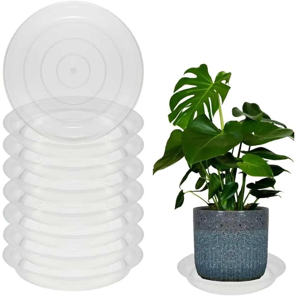 

Набор из 8 круглых поддонов для растений, 20 см, прозрачные пластиковые подставки для комнатных/уличных кашпо