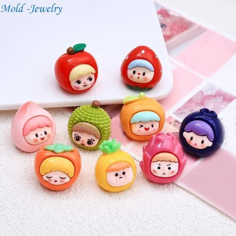 

69HB Colorful Fruit Girl Sturdy Resin Decoration Set 9 Unique Pieces Portable Supplies for Accessorizing and Creative Use