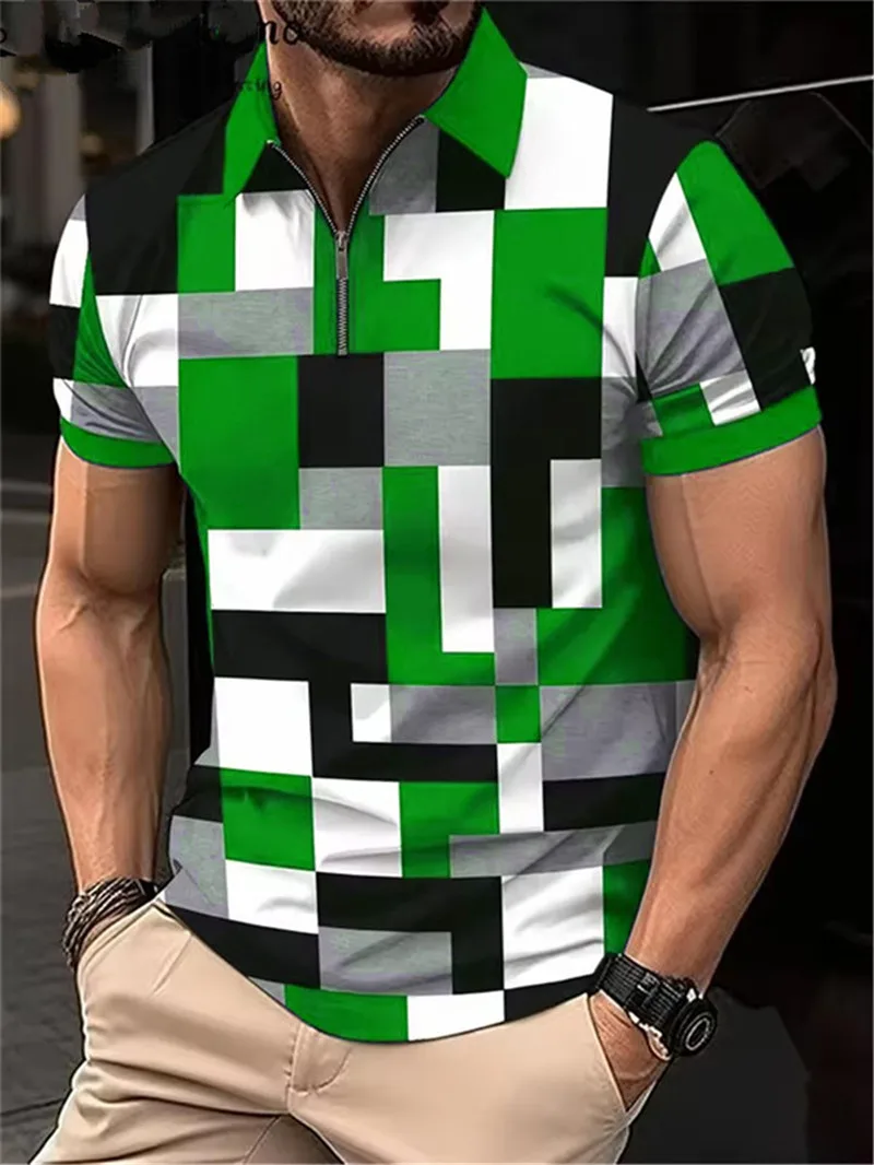 Fashion Plaid Graphic Men's Polos T-Shirts Summer Short Sleeve 3d Printed  Casual POLO T Shirt 6XL Plus Size Comfort Tops - Image 6
