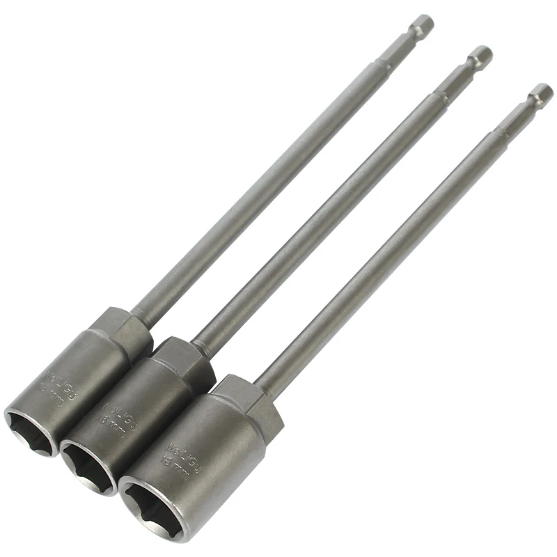 

1/4 In 30mm Deep 6-19mm Hex Nut Screwdriver Bit Socket Electric Drill Impact Driver Drill Bit Wrench Hand Drill Kit Tool L=200mm