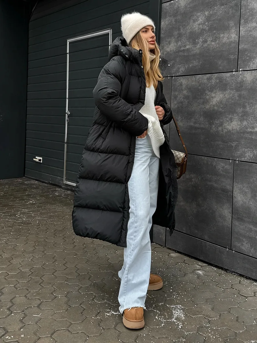 Bornladies feminino novo inverno extra longo com capuz parkas retro algodão acolchoado jaqueta pesada sobre o joelho quente outerwear