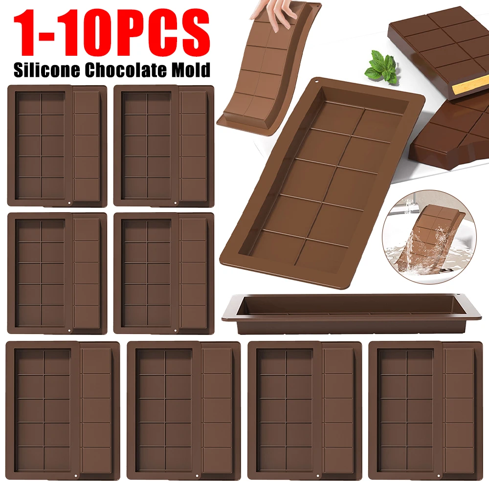 1-10PCS Chocolate Bar Molds Silicone Mold Dubai Chocolate Mold Break Apart Wax Melt Mould Pistachio Candy Bar Mold Handmade Gift