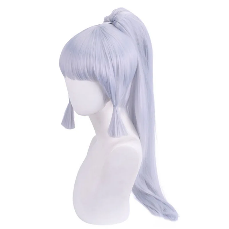 原神インパクトウィッグ 神里彩花 コスプレウィッグ キャラクタースタイル ライトシルバーカラー シングルポニーテール コスプレウィッグ