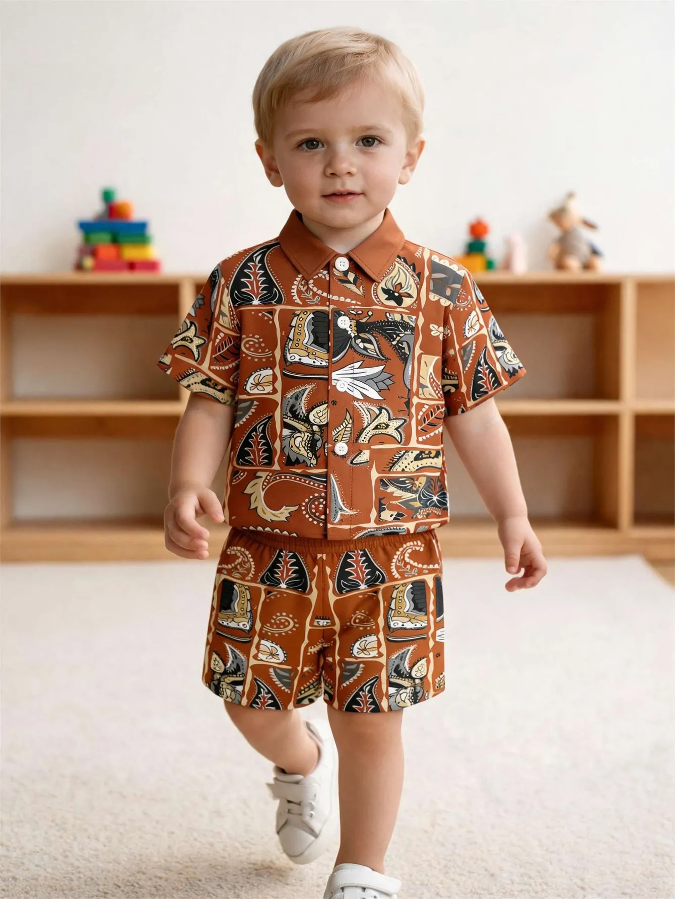 Baby shirt shorts, breathable sweat wicking and quick drying fabric, comfortable and versatile, cute and energetic baby outfit