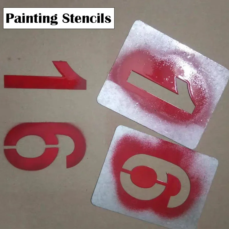 Imagem -02 - Stainless Steel Wall Stencils Gravura Pintura Números Tinta Spray Modelos Número Piso Mark Signs 100 mm 10 Pcs a 9