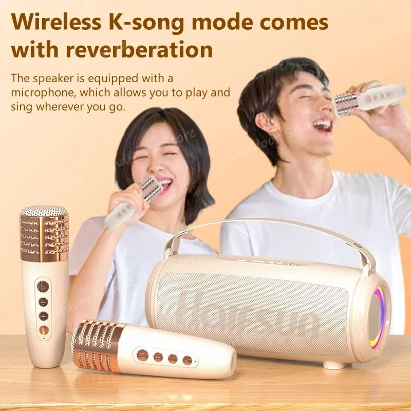 مكبرات صوت بلوتوث صغيرة محمولة مع ميكروفون مزدوج ، مضخم صوت كاريوكي ، باس قوي ، USB ، AUX ، مدعومة لحفلات السفر في الهواء الطلق