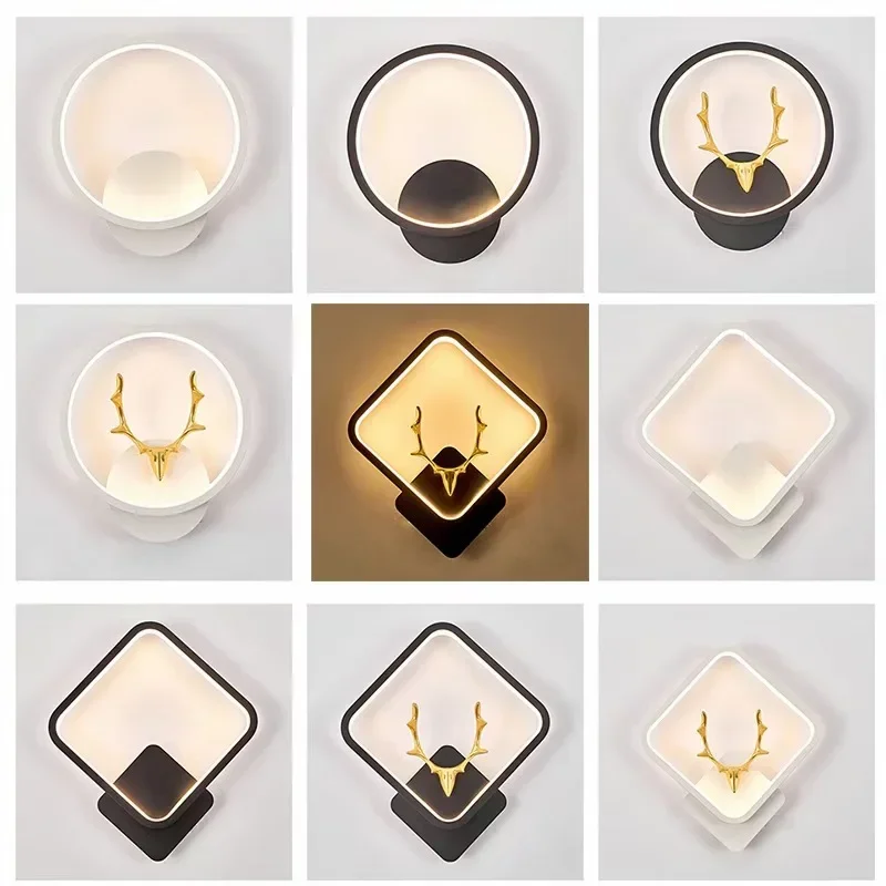 Hot selling led wall lamp indoor black and white wall lamp simple art mural indoor home decoration modern bedside wall lamp