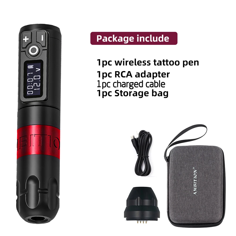 Ambitie Soldaat Draadloze Tattoo Machine Roterende Batterij Pen 2400mAh LED Digitaal Display Voor Body Art Met Draagbare Power Pack