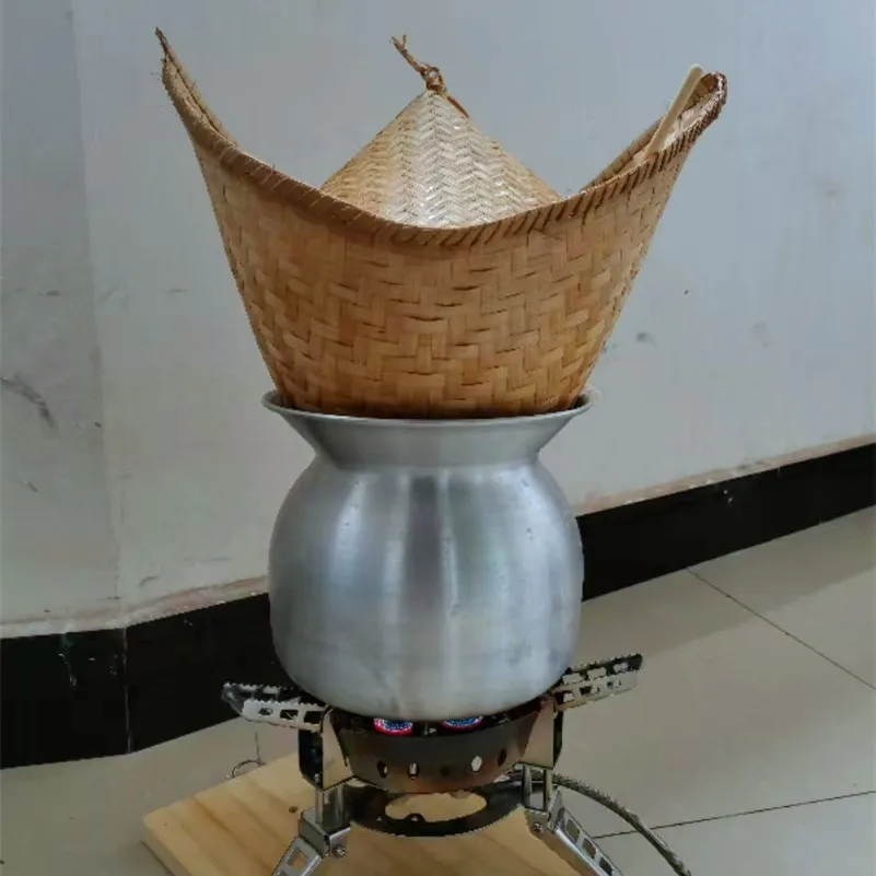 Lao Thai Sticky Steamer, Handwoven Bamboo Steaming Basket for Mango Pineapple Rice, Traditional Southeast Asian Kitchen Tool
