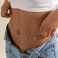Chaîne de perles Double couche pour femmes, nouvelle mode, Sexy, chaîne de ventre, ceinture de ventre, plage d'été, bijoux de corps, cadeaux de Festival 1