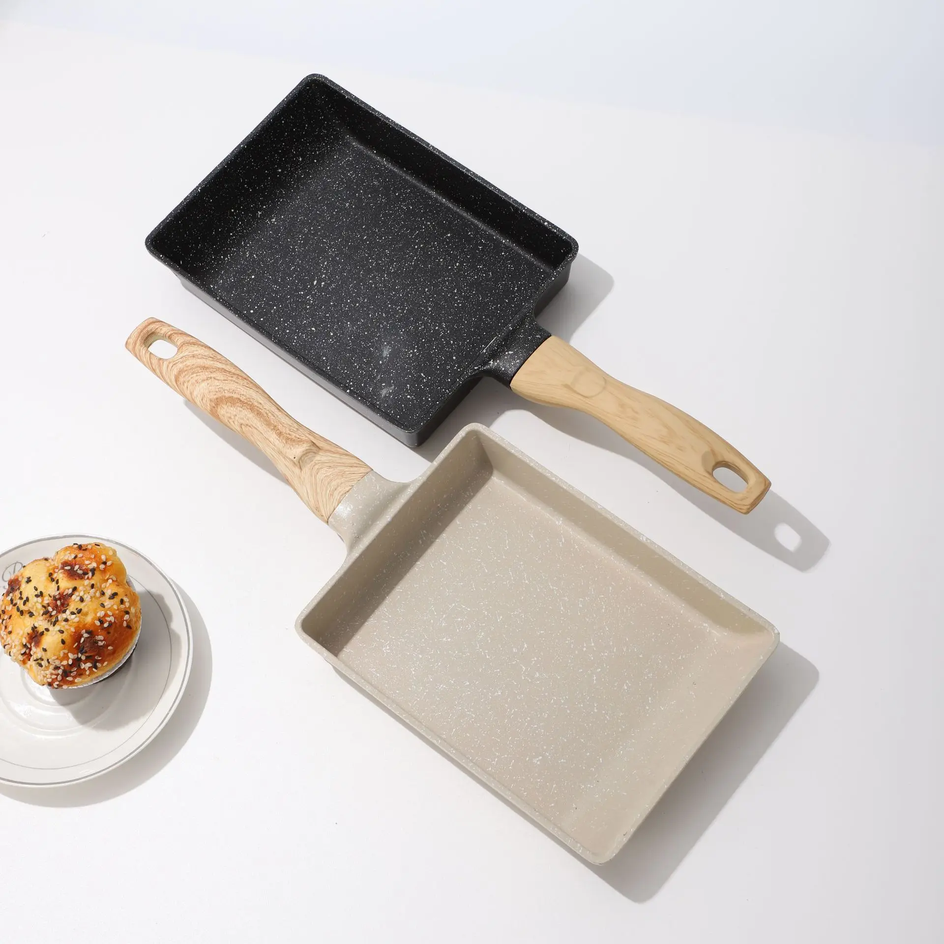 

Zml flat-bottom non-stick pan - square egg roll breakfast pan - thickened frying pan for home use