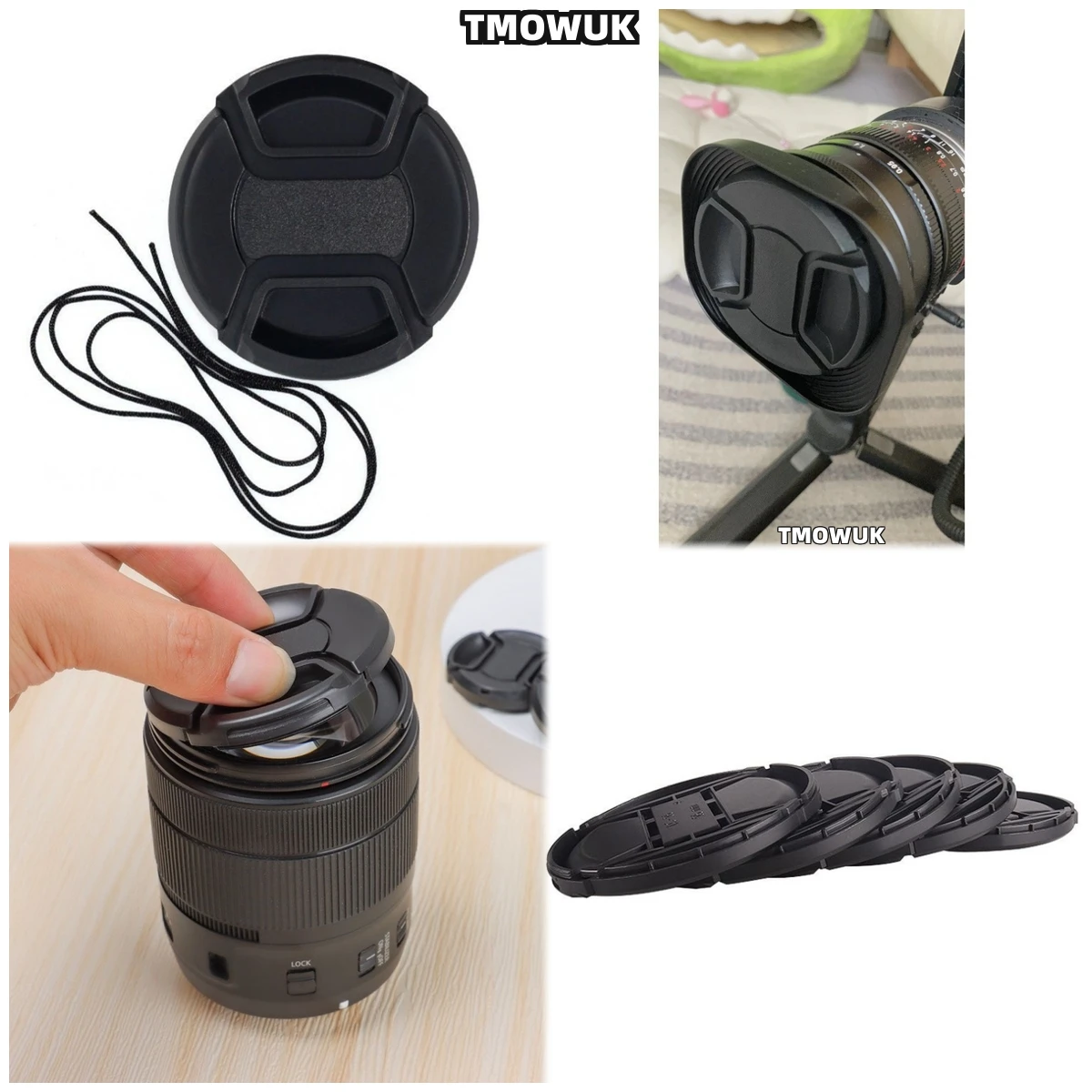 

For Nikon D3200 D3300 D3400 D3500 D40 D40X D50 D60 D5100 D5200 Camera Lens Cap Protective Cover Center Pinch Snap-on 49mm 52 55