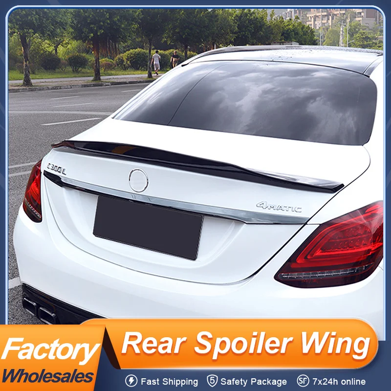 

For Mercedes Benz C Class W205 Sedan 4 Door C180 C200 C220 C260 C300 Rear Trunk Lid Car Spoiler Duck Wing PSM Style Accessories