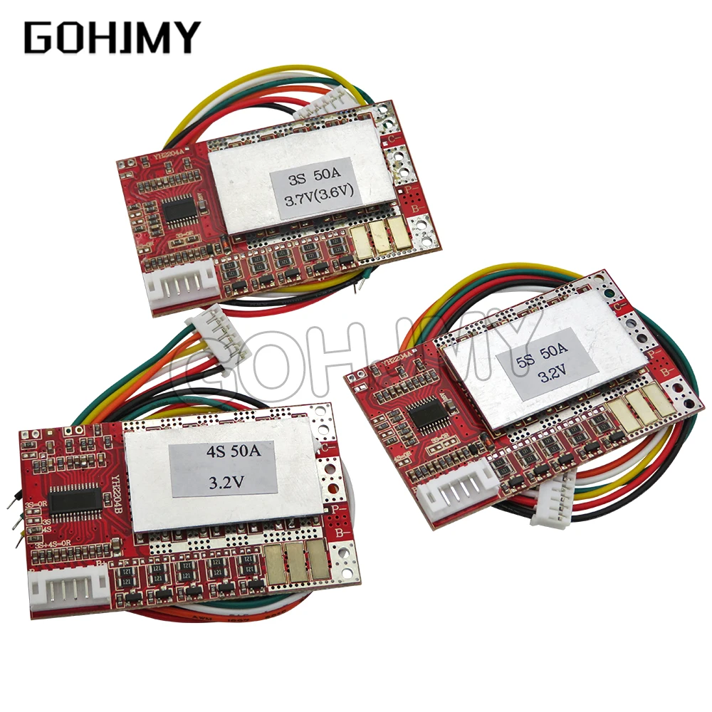 3S 4S 5S 50A BMS Board 3.2V/3.7V Iron Phosphate LiFePO4 Battery BMS 3.2/3.7V 18650 Lithium Battery Protection Board With/Balance