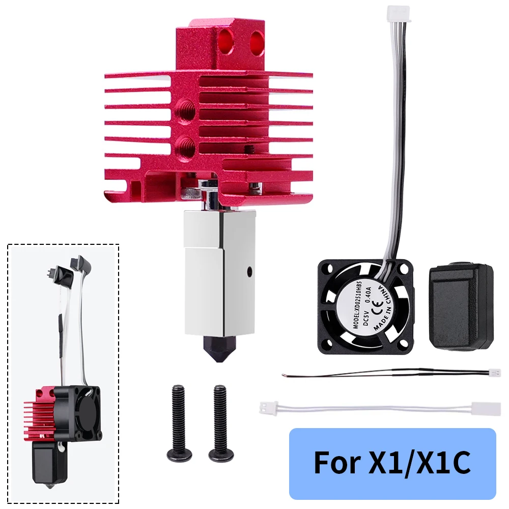 Upgrades V2 Hotend Kit For Bambu Lab P1P X1 P1S X1C Hot End Thermistor Bimetal Throat Bambulab Hardened Steel Nozzle Print Head!