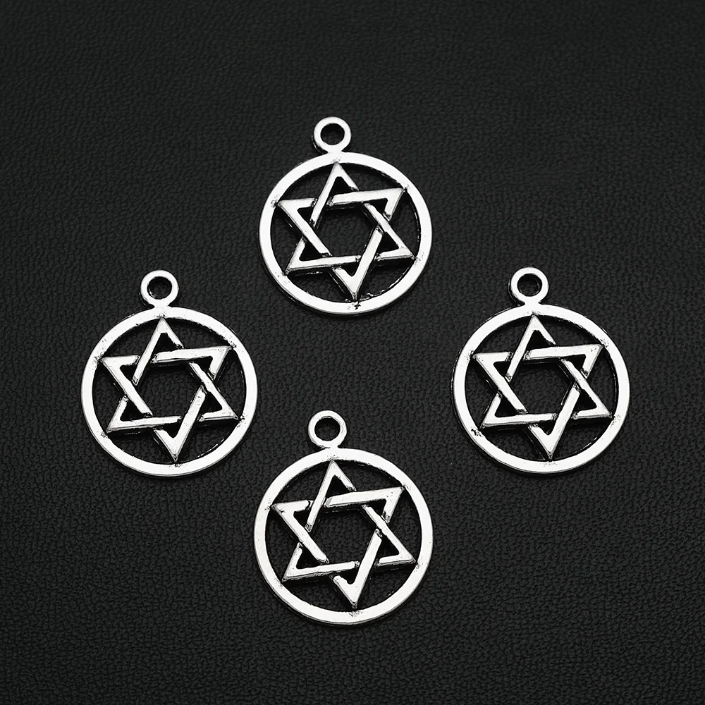 

10pcs/Lot 18x23mm Antique Star Of David Charms Six-pointed Pendant For DIY Necklace Earring Jewelry Making Supplies Accessories