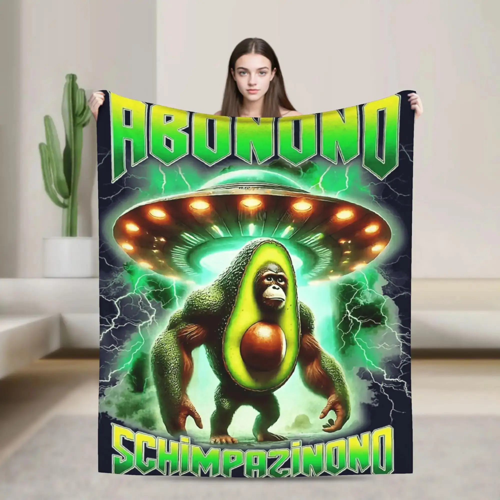 

Итальянский мем-плед «Brainrot Abonono Schimpazinono» для поколения Z, супермягкое плюшевое покрывало для взрослых, фланелевое покрывало с принтом для кресла