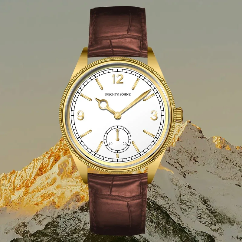 ساعة يد ميكانيكية أوتوماتيكية كلاسيكية جديدة من Specht & Sons 1908 للرجال من الجلد الطبيعي المقاوم للصدأ ساعة يد عصرية مقاومة للماء