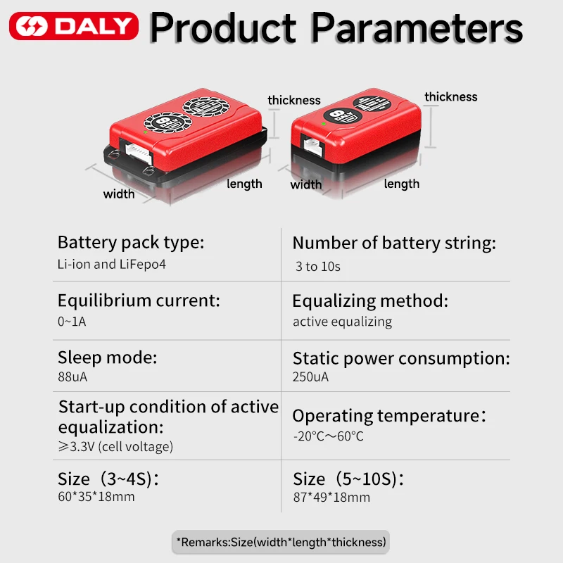 Daly Smart BMS Active Balancer Equalizer 1A 4S 12V 3S 7S 8S 10S 12S 14S 16S 48V 20S Li-ion Lifepo4 Battery Board  With BT