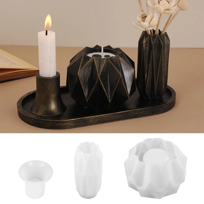 Geometric Vase Mold Holder with Organizing Jar Moulds Jewelry Supplies Q6RB