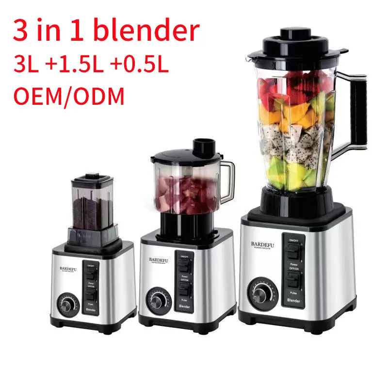 2024 New Design Commercial Fresh Fruit Juice Blender Kitchen Heavy Duty 3L 9500w Electric Mixer Silver Crest 3 in 1 Blender