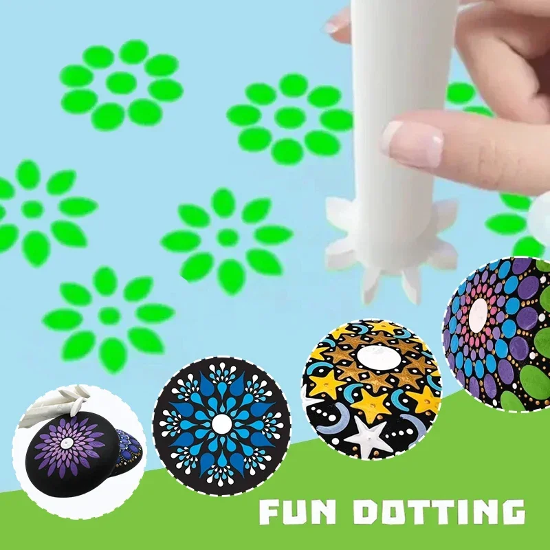 

Flower Floral Dotting Tools Set Dot Painting Pen Embossing Tool Art Stamp Pen DIY Graffiti Flowers Butterflies Moon Pattern